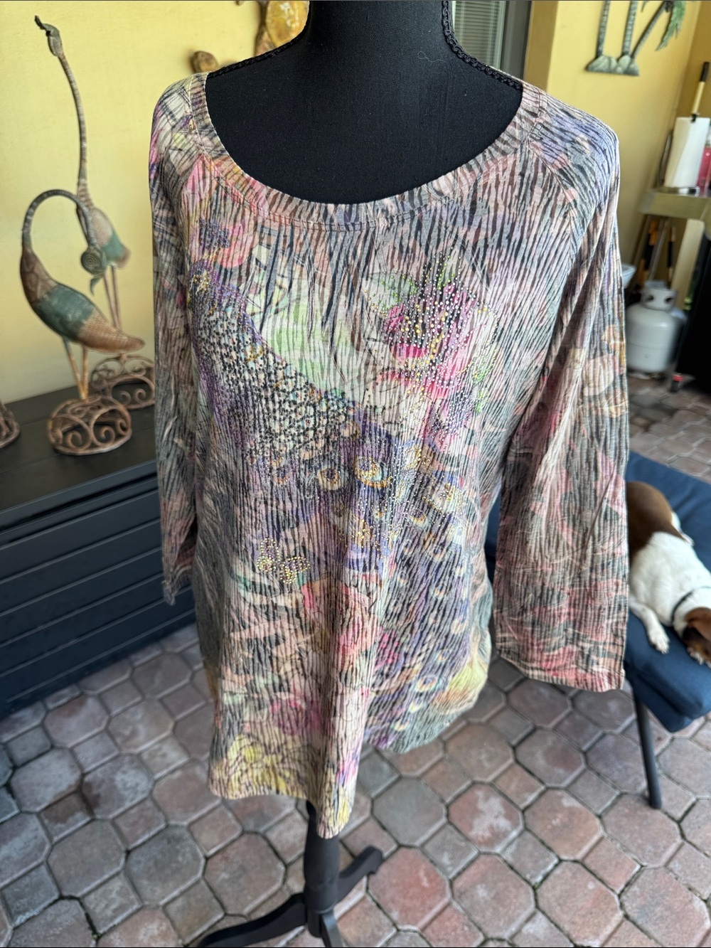 Chico's Multicolor Floral & Abstract Scoop Neck Tunic